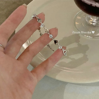 Корейска мода Zircon Heart Link Ins гривна за жени сладки момичета издълбана Y2K пеперуда верижка гривна парти бижута подаръци