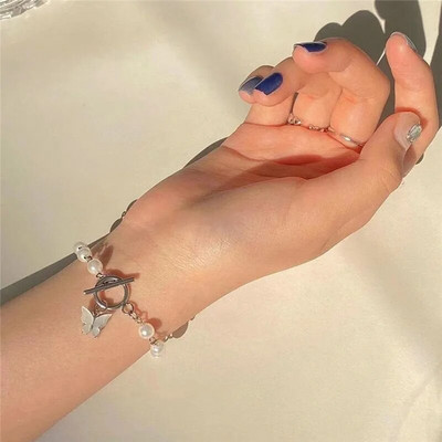 Korėjietiškos mados cirkonio širdies jungties apyrankė moterims, mieloms merginoms, išvalytos Y2K drugelio grandinėlės apyrankės vakarėliui papuošalai Dovanos