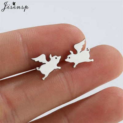 Više naušnica od nehrđajućeg čelika s nitom u obliku životinja Žene Minimalistički Zec Pas Mačka Naušnice s dinosaurusima Piercing Nakit Puž Oorbellen