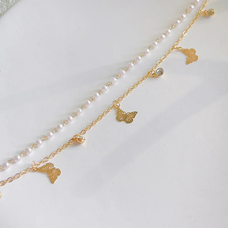 Novi modni trend 2023. Jedinstveni dizajn Elegantna, nježna dvoslojna narukvica s bisernim leptirom Ženski nakit Vrhunski poklon za zabavu