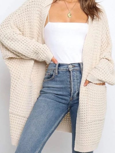 Naiste kampsunkardigan 2023, uued talvised sügise suured kampsunid naistele Korea moe roosad vabad pikad kootud mantlid