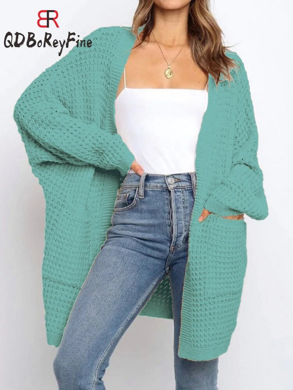 Naiste kampsunkardigan 2023, uued talvised sügise suured kampsunid naistele Korea moe roosad vabad pikad kootud mantlid