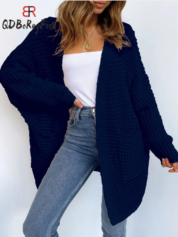 Naiste kampsunkardigan 2023, uued talvised sügise suured kampsunid naistele Korea moe roosad vabad pikad kootud mantlid