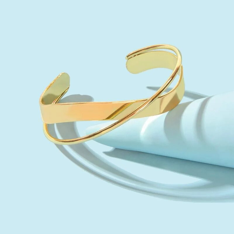 Aksesuāri sievietēm Smooth Wave Double Infinite Twisted Cross atvērta rokassprādze sievietēm Rokassprādzes kāzu ballītes rotaslietas dāvanu pulseris