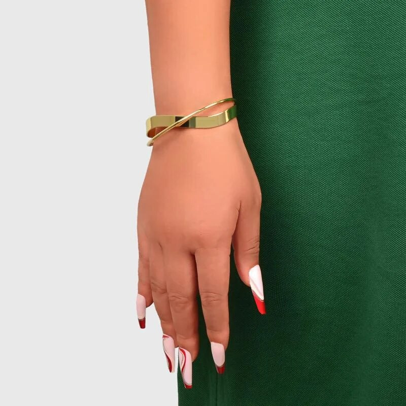 Aksesuāri sievietēm Smooth Wave Double Infinite Twisted Cross atvērta rokassprādze sievietēm Rokassprādzes kāzu ballītes rotaslietas dāvanu pulseris