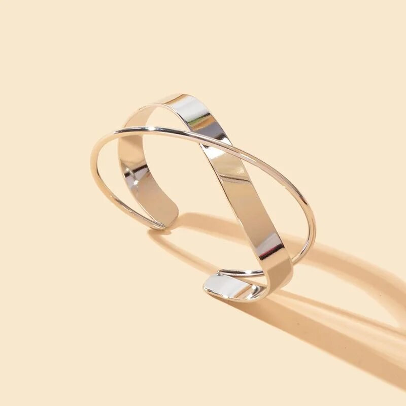 Aksesuāri sievietēm Smooth Wave Double Infinite Twisted Cross atvērta rokassprādze sievietēm Rokassprādzes kāzu ballītes rotaslietas dāvanu pulseris