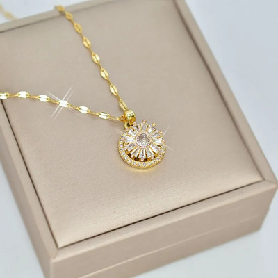 Izvrsna modna rotirajuća ogrlica s cvijetom sunca za žene, kreativni privjesak za 360°, dekompresijski otpuštanje, nakit