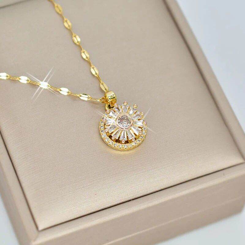 Izvrsna modna rotirajuća ogrlica s cvijetom sunca za žene, kreativni privjesak za 360°, dekompresijski otpuštanje, nakit