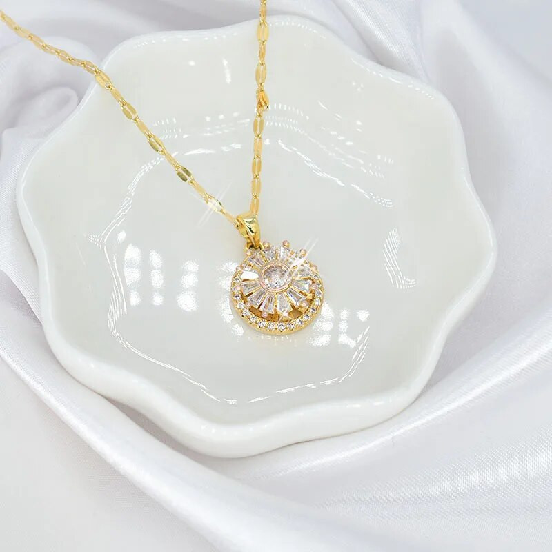 Izvrsna modna rotirajuća ogrlica s cvijetom sunca za žene, kreativni privjesak za 360°, dekompresijski otpuštanje, nakit