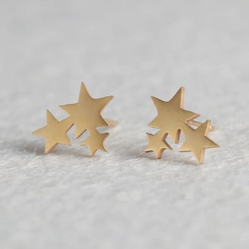 Модни женски обеци със златни звезди от неръждаема стомана Сладки сладки мини обеци с шипове за момичета Минималистични бижута Подаръци