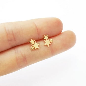 Модни женски обеци със златни звезди от неръждаема стомана Сладки сладки мини обеци с шипове за момичета Минималистични бижута Подаръци