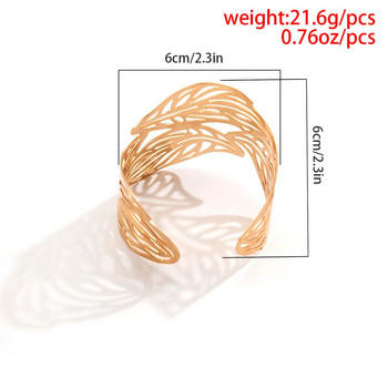 Lacteo Trendy Hollow Wide Cuff Гривна Leaf Flower Shape Opening Gold Color Big Bangle for Women Jewelry Fashion Punk Ladies