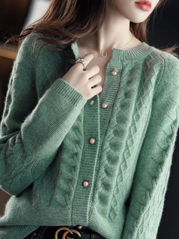 Džemperis Sieviešu rudens ziema slinks stils Harajuku vienkāršs korejiešu retro O kakla trikotāžas jaciņš šiks modes pamata džemperis