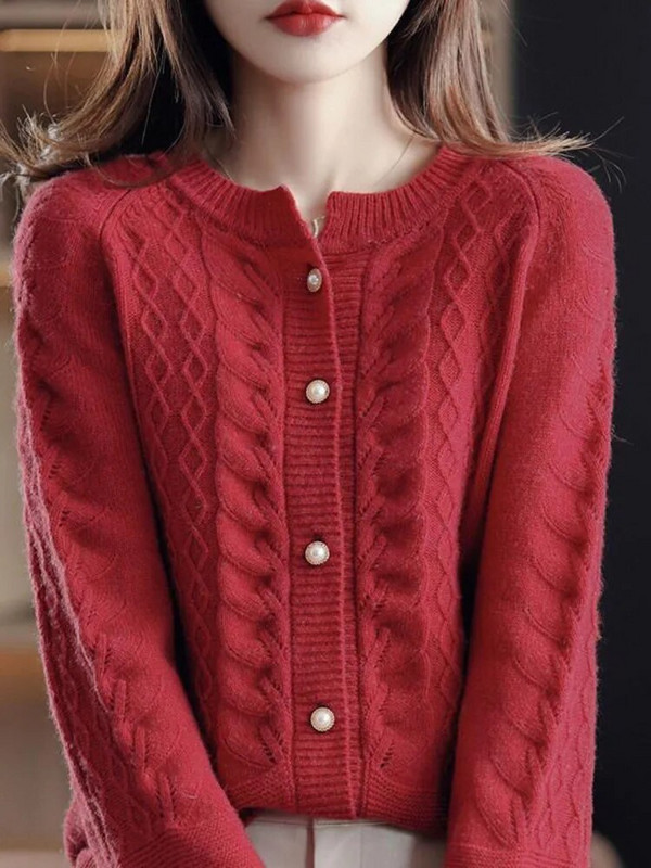 Džemperis Sieviešu rudens ziema slinks stils Harajuku vienkāršs korejiešu retro O kakla trikotāžas jaciņš šiks modes pamata džemperis