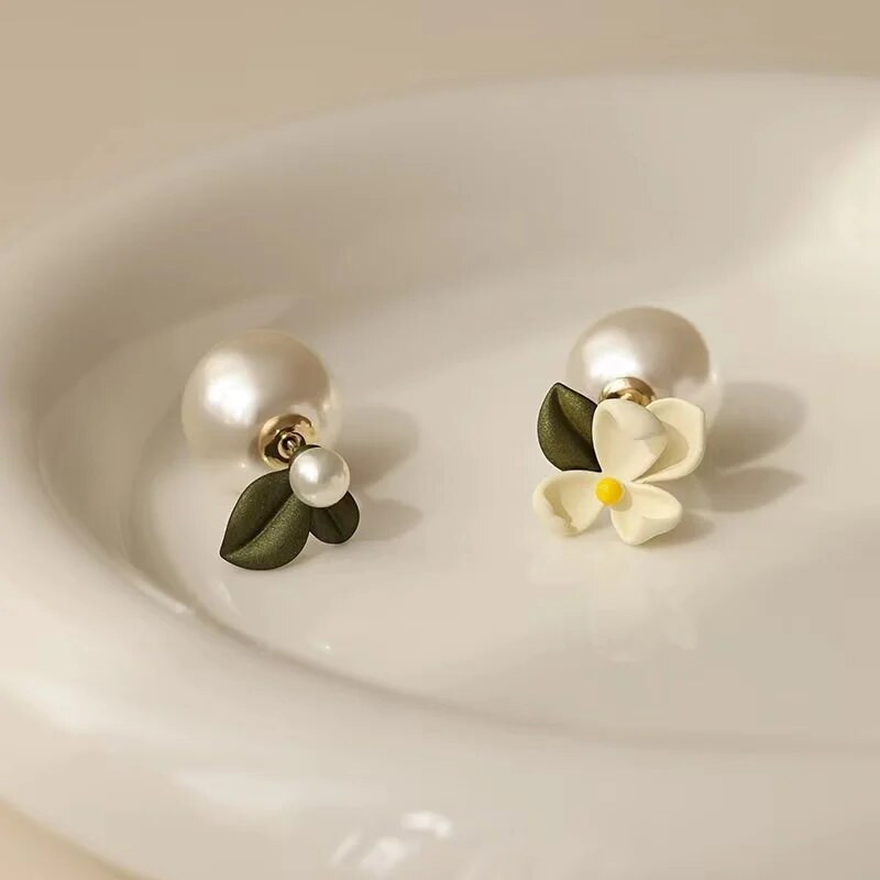 Korejiešu smalki kristāla cirkona ziedu pērļu auskari sievietēm Eleganti temperamenta kāzu auskari meiteņu modes rotaslietas