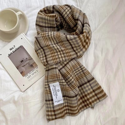 Luna&Dolphin női téli gyapjú sál nagy kockás égszínkék egyszínű meleg nyakkendő Kötött gyapjú nyakú pashmina puha kendő