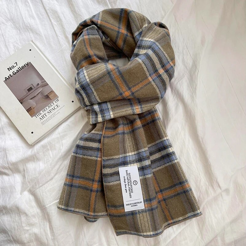 Luna&Dolphin női téli gyapjú sál nagy kockás égszínkék egyszínű meleg nyakkendő Kötött gyapjú nyakú pashmina puha kendő