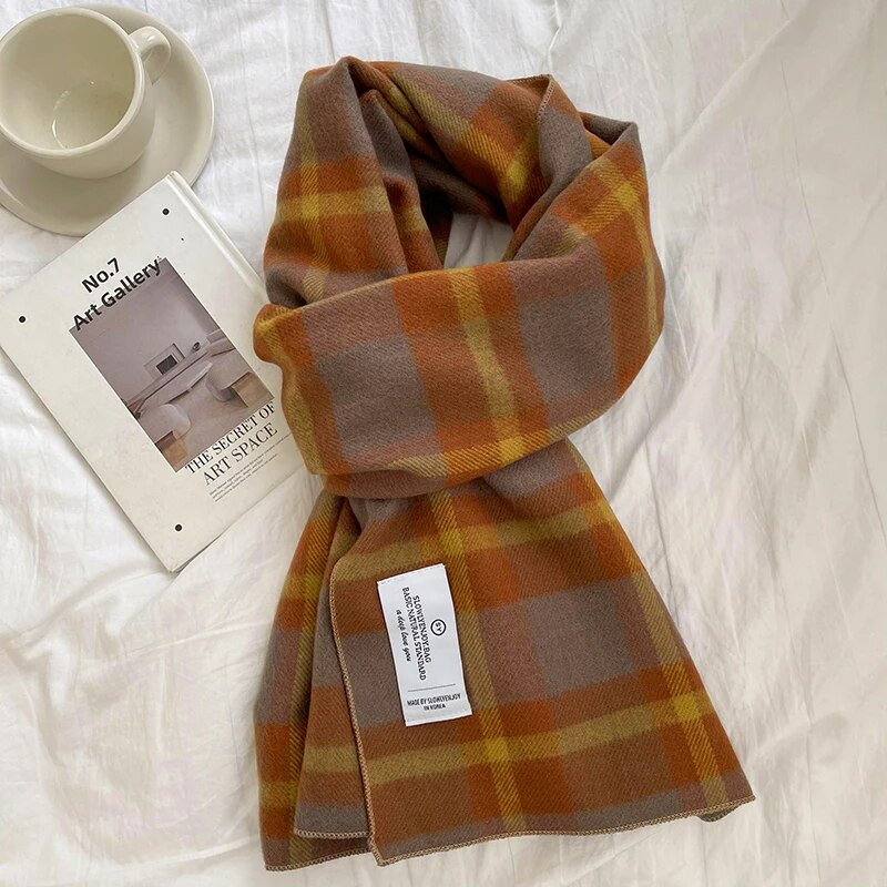 Luna&Dolphin női téli gyapjú sál nagy kockás égszínkék egyszínű meleg nyakkendő Kötött gyapjú nyakú pashmina puha kendő