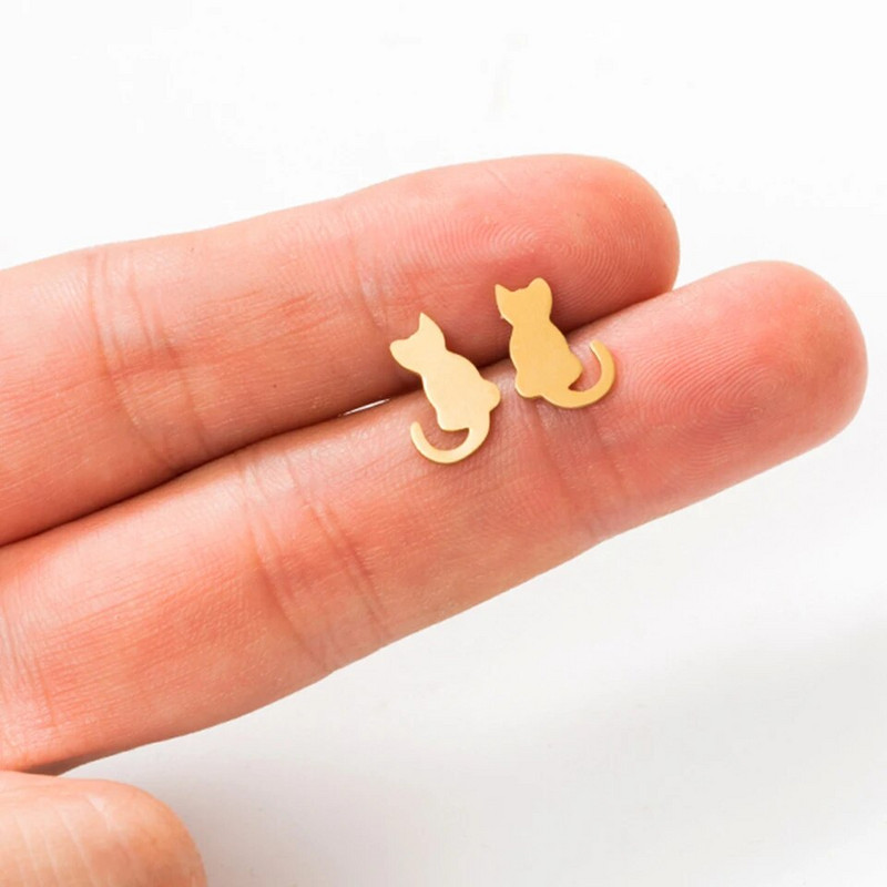 Armsad kassipoja kõrvaklambrid Mood Mini Kuldne Roostevabast Terasest Kassi Nõelkõrvarõngad Naistele Minimalistlikud Ehted Aksessuaarid Kingitused