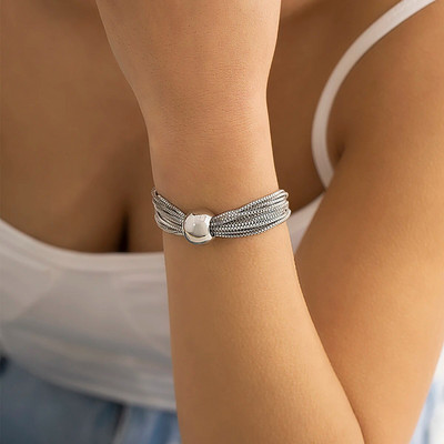 Lacteo Višeslojne tanke narukvice sa zmijskim lancem Narukvice na ruci za žene Punk Narukvice s velikom plastičnom kuglom Nakit za zapešće Pokloni