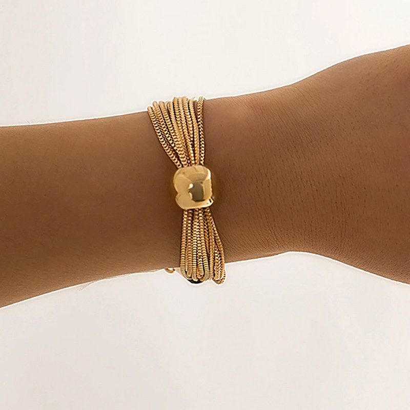 Lacteo Višeslojne tanke narukvice sa zmijskim lancem Narukvice na ruci za žene Punk Narukvice s velikom plastičnom kuglom Nakit za zapešće Pokloni