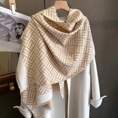 Jesenski debeli šal od kašmira, topli šal, modni putni pokrivač od pašmine Pončo Bufanda s resicama, ležerne zimske obloge Ehcarpe