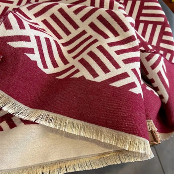 Есенен дебел кашмирен топъл шал шал Модно одеяло от пашмина за пътуване Пончо Bufanda с пискюл Ежедневни зимни опаковки Ehcarpe