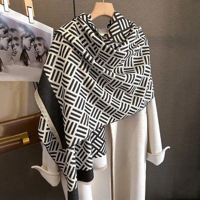 Jesenski debeli šal od kašmira, topli šal, modni putni pokrivač od pašmine Pončo Bufanda s resicama, ležerne zimske obloge Ehcarpe