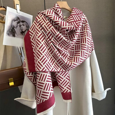 Jesenski debeli šal od kašmira, topli šal, modni putni pokrivač od pašmine Pončo Bufanda s resicama, ležerne zimske obloge Ehcarpe