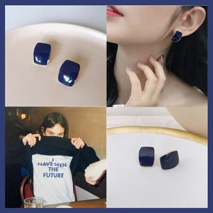 Elegantne, luksuzne četvrtaste emajlirane korejske naušnice bez pirsinga za elegantne žene, jednostavne ženske kopče za uši, nakit