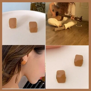 Elegantne, luksuzne četvrtaste emajlirane korejske naušnice bez pirsinga za elegantne žene, jednostavne ženske kopče za uši, nakit