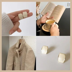 Elegantne, luksuzne četvrtaste emajlirane korejske naušnice bez pirsinga za elegantne žene, jednostavne ženske kopče za uši, nakit