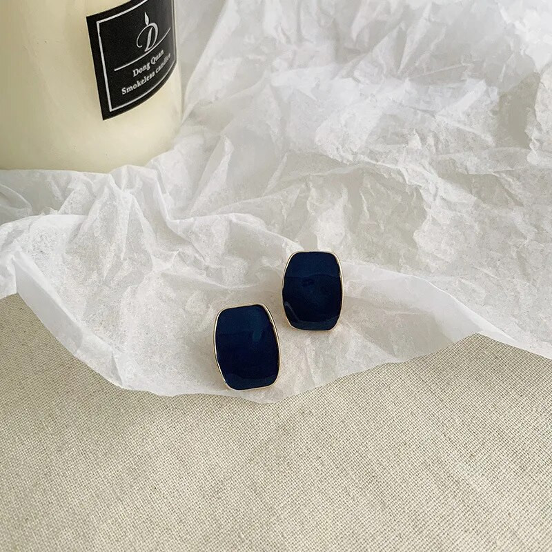 Elegantne, luksuzne četvrtaste emajlirane korejske naušnice bez pirsinga za elegantne žene, jednostavne ženske kopče za uši, nakit