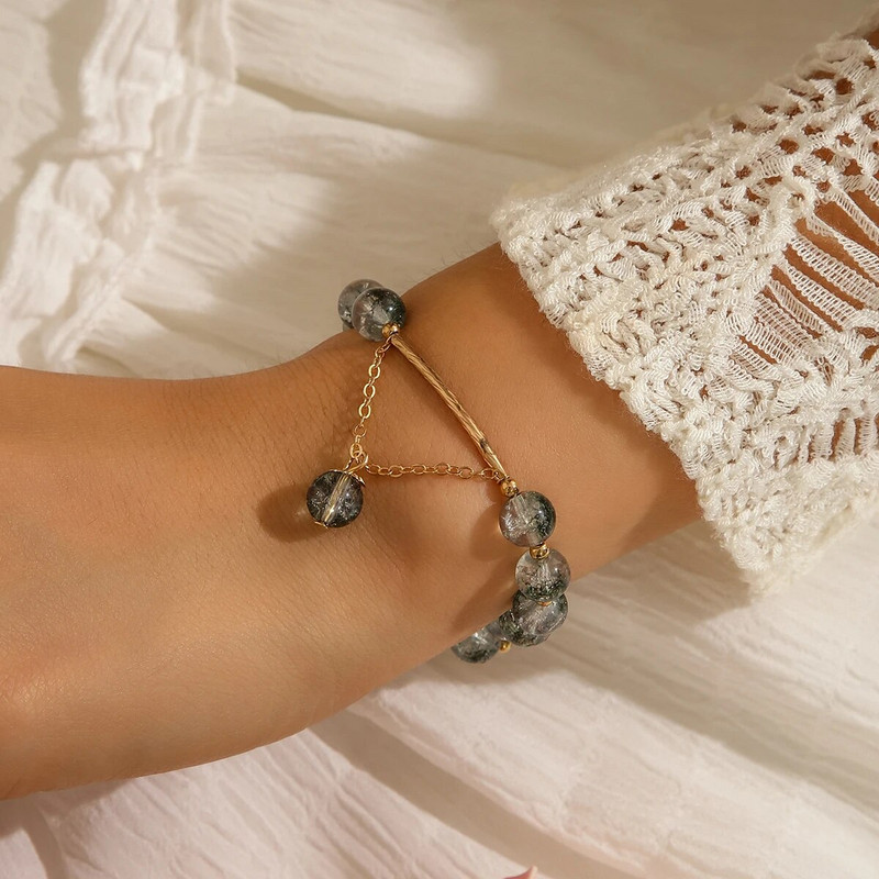 Lacteo Trendy Gradient Ice Cracked Akrilne perle Narukvica za žene Narukvice s šarmom od perli Party Ženski darovi Estetski nakit