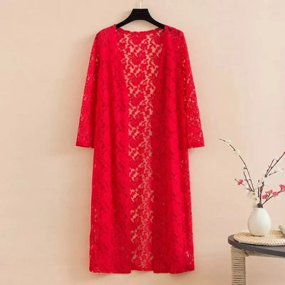 Ljetna odjeća za zaštitu od sunca Ženski dugi kardigan Ženski kardigan dugih rukava Ženski čipkani kaput Jakna Ženska gornja odjeća sa šalom