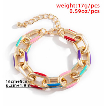 Lacteo Bohemian Colorful Painted Aluminium Link Charm Bracelet for Women Fashion Jewelry Trendy Cross Chain Bangle Гривна Подарък