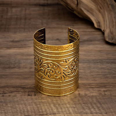 Lacteo metalna zlatna boja Ženska narukvica s otvorenom manžetom Trendy 2023. Nakit Heavy Metal Big Bangles Vintage Ženski vjenčani dodaci