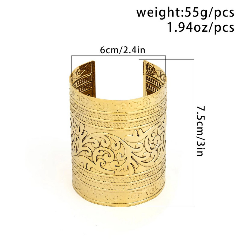 Lacteo metalna zlatna boja Ženska narukvica s otvorenom manžetom Trendy 2023. Nakit Heavy Metal Big Bangles Vintage Ženski vjenčani dodaci
