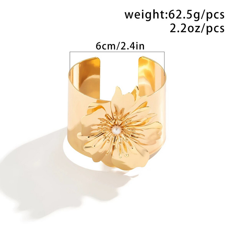 Lacteo Jedinstvena metalna široka manžetna narukvica za žene Otvorena narukvica s velikim cvjetnim privjeskom Trendy 2023. Nakit Pokloni Y2K dodaci