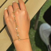 Lacteo Gothic Circon Finger Prsten Narukvica Ženski boemski nakit Zlatna boja Metalni lanac Spajanje ručnih pojaseva Narukvice Party