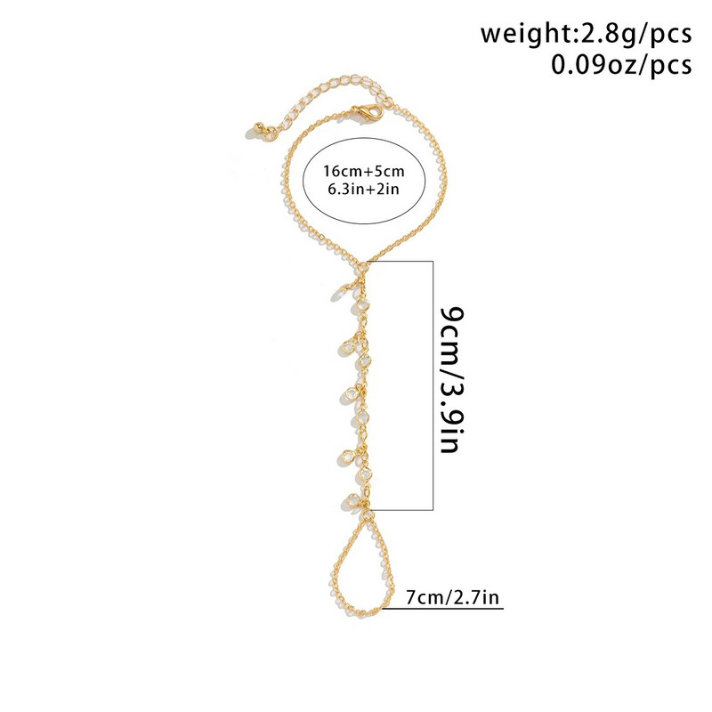 Lacteo Gothic Circon Finger Prsten Narukvica Ženski boemski nakit Zlatna boja Metalni lanac Spajanje ručnih pojaseva Narukvice Party