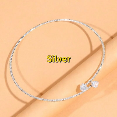 Πολυτελές κολιέ τσόκερ με στρας καρδιές κολιέ για γυναίκες Απλό κολιέ με ανοιχτό γιακά Torques Κοσμήματα Αξεσουάρ Δώρο