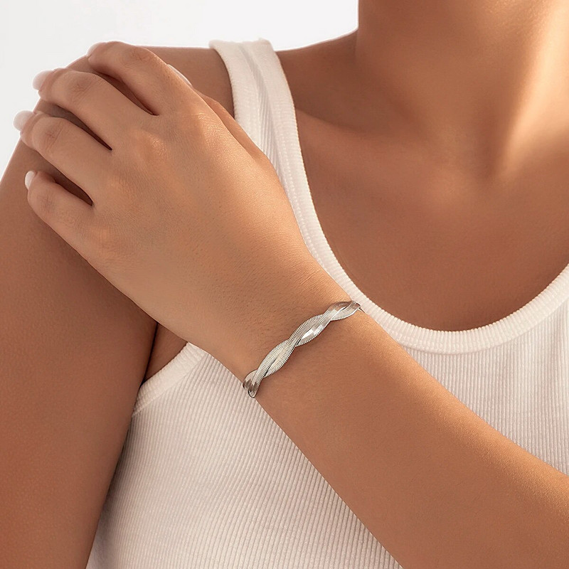 Lacteo aukso spalvos gyvatės grandinėlės apyrankės moteriškos papuošalai mados pynimo apyrankės vakarėlio dovanos aksesuarai kelių stilių apyrankės mergaitėms