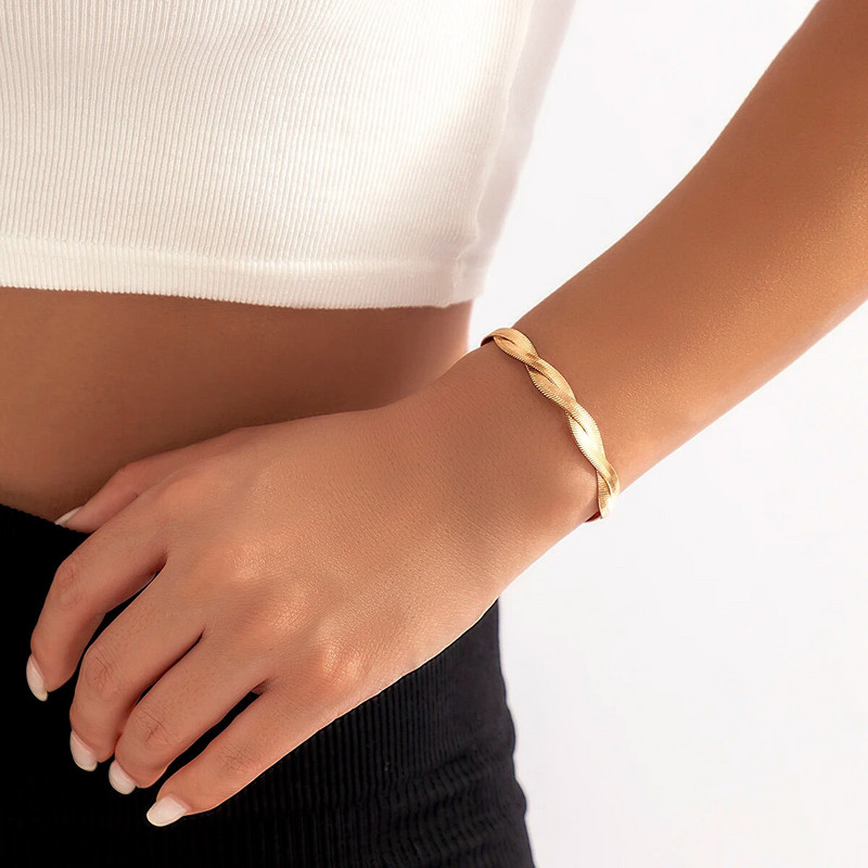 Lacteo aukso spalvos gyvatės grandinėlės apyrankės moteriškos papuošalai mados pynimo apyrankės vakarėlio dovanos aksesuarai kelių stilių apyrankės mergaitėms