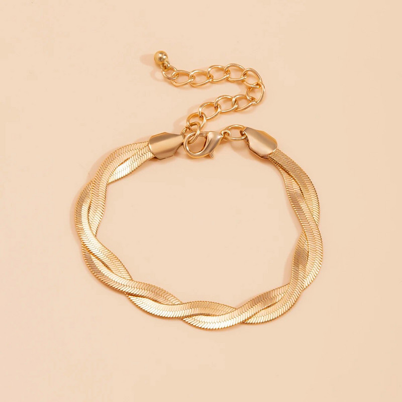 Lacteo aukso spalvos gyvatės grandinėlės apyrankės moteriškos papuošalai mados pynimo apyrankės vakarėlio dovanos aksesuarai kelių stilių apyrankės mergaitėms