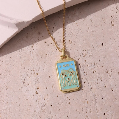 Rožinis lašinamas aliejus Punk Tarot Saulės dievas Žvaigždė Mėnulis Ranka Liepsna Dramblys Mergaitė Emalio Kvadratinis karoliai moterims Dovanos HangZhi2022 Nauja