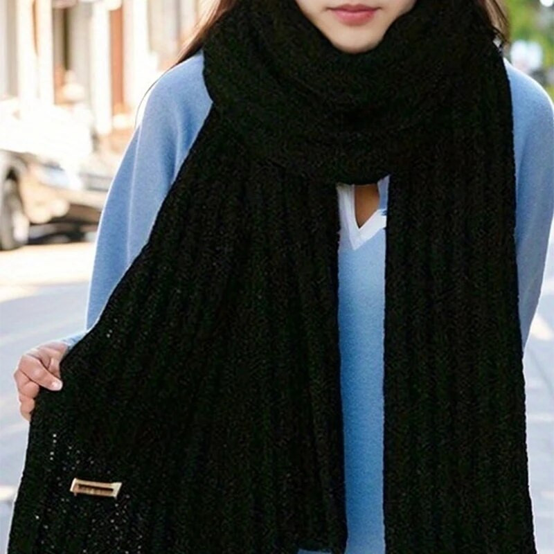 Modes NWomen ziemas kašmira adīta šalle Mīksta cieta svītra, biezināta silta šalle, ietīšana dāmu Pashmina bandana šalles