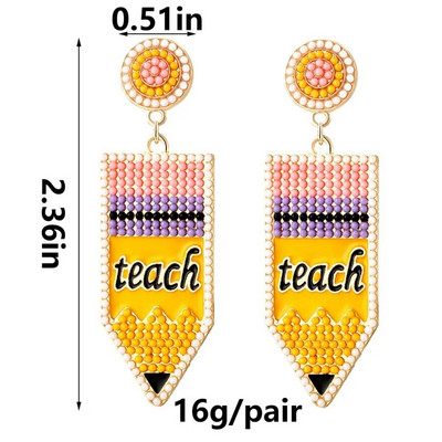 KMOKN Učiteljske naušnice s perlama Statement Pencil Apple Book Drop naušnice Darovi za učitelje Povratak u školu Set nakita
