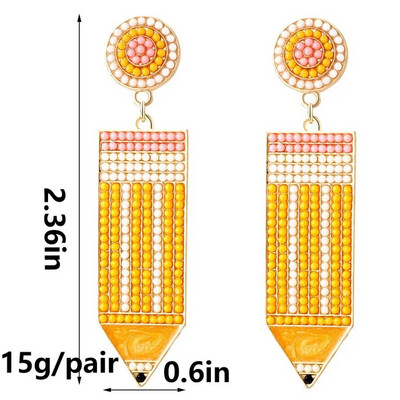 KMOKN Učiteljske naušnice s perlama Statement Pencil Apple Book Drop naušnice Darovi za učitelje Povratak u školu Set nakita