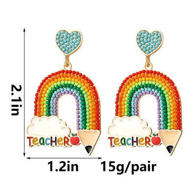 KMOKN Učiteljske naušnice s perlama Statement Pencil Apple Book Drop naušnice Darovi za učitelje Povratak u školu Set nakita